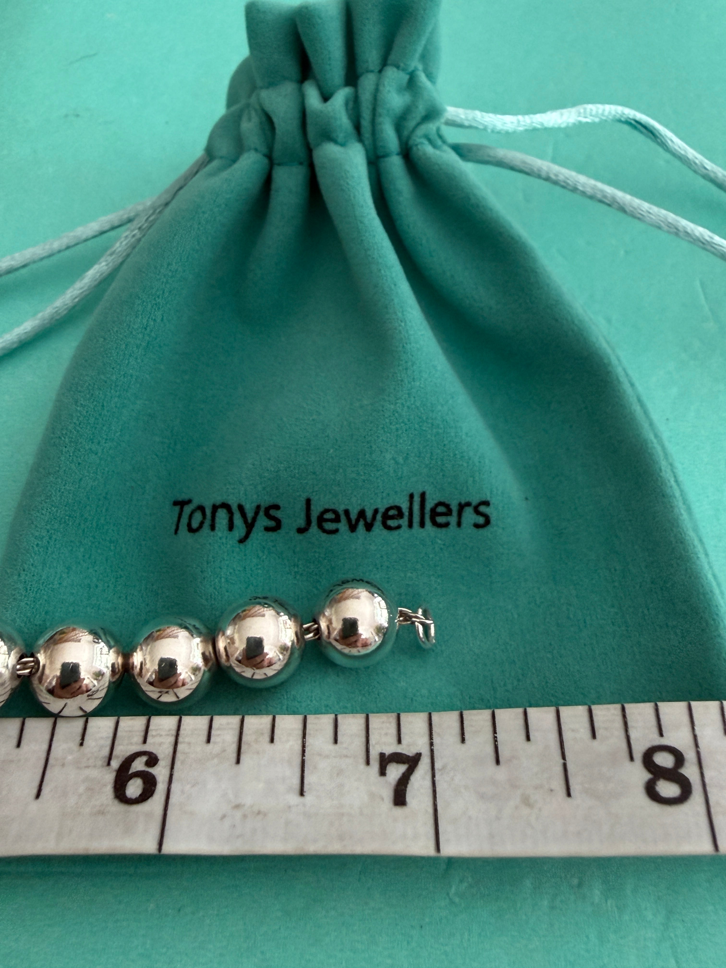 Tiffany & Co. Sterling Silver Hardwear 10mm Beaded Ball Bracelet 7 inches