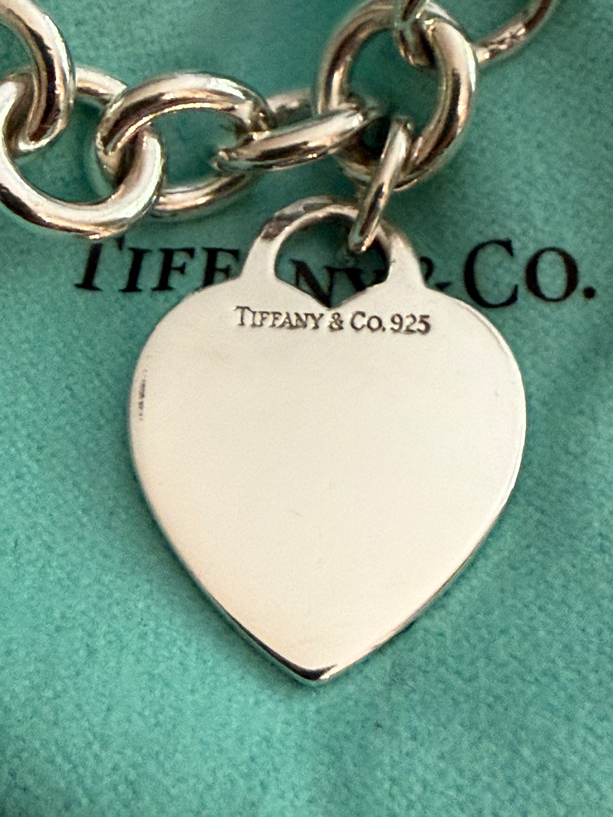 Tiffany & Co. Sterling Silver Heart Tag Charm Bracelet – 7”