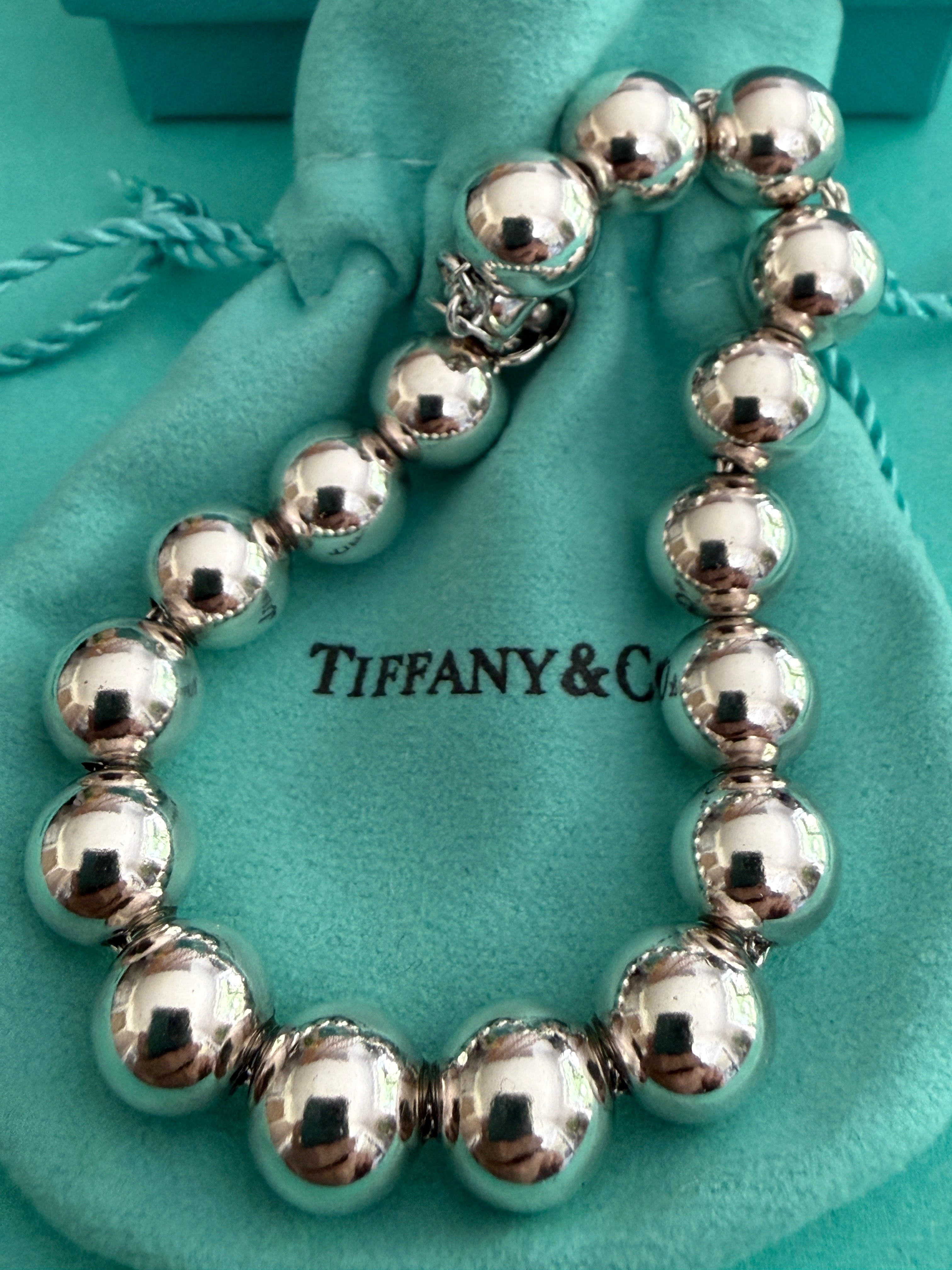 Tiffany & Co. Sterling Silver Hardwear 10mm Beaded Ball Bracelet 7 inches