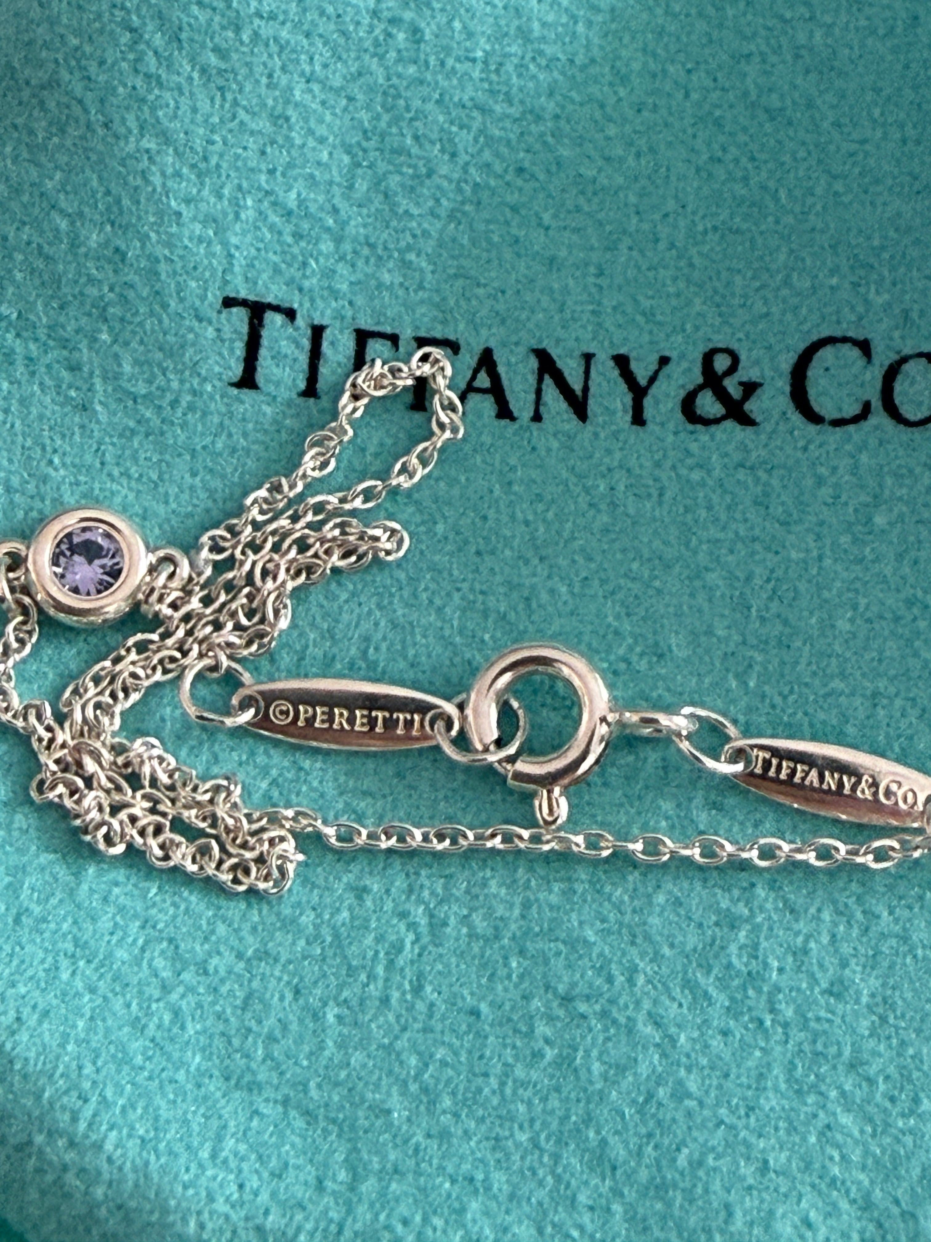 Tiffany & Co. Sterling Silver Elsa Peretti By the Yard Aquamarine Bracelet 20cm