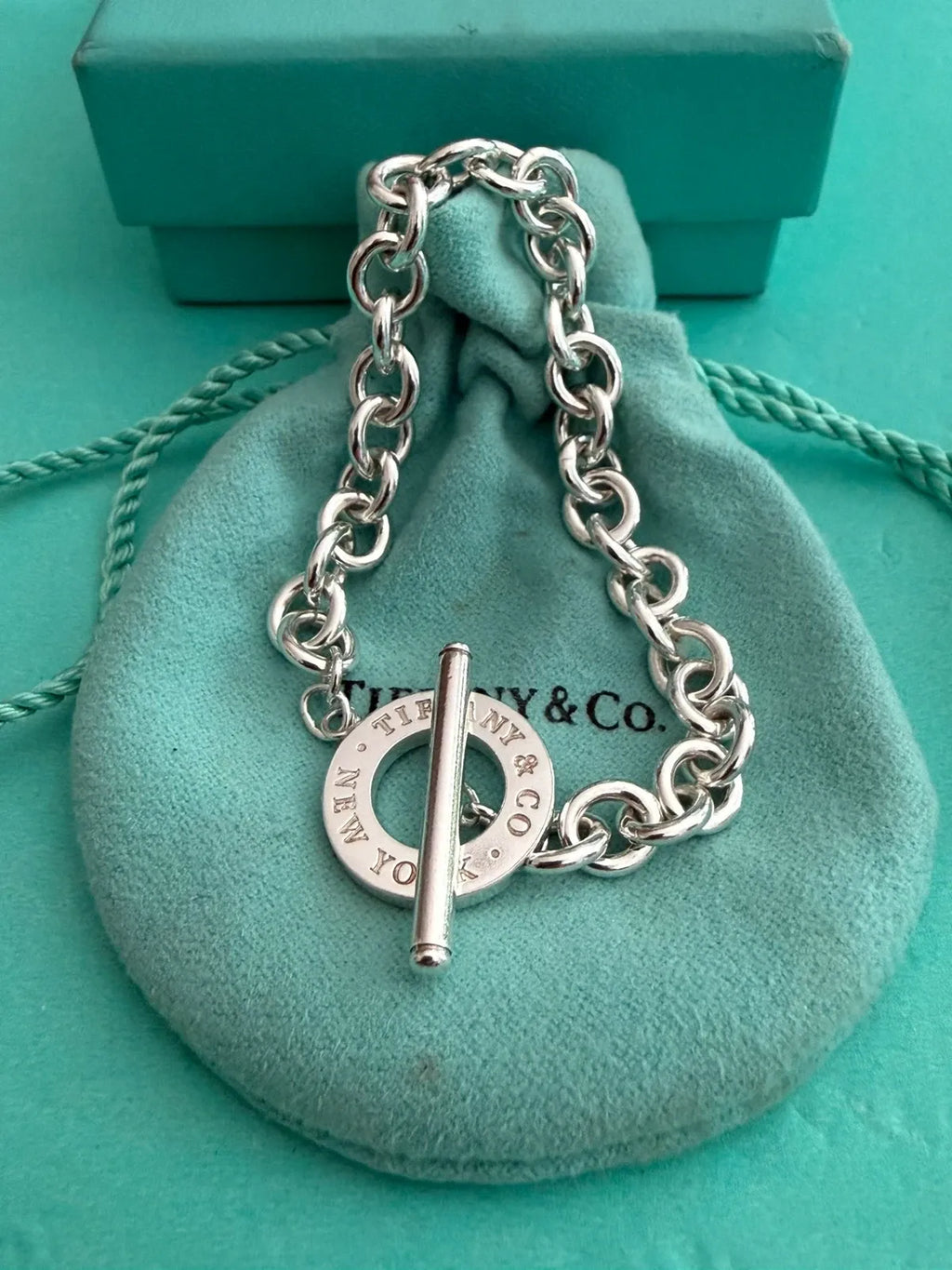 Tiffany & Co. Sterling Silver 925 Toggle Charm Bracelet 7.0