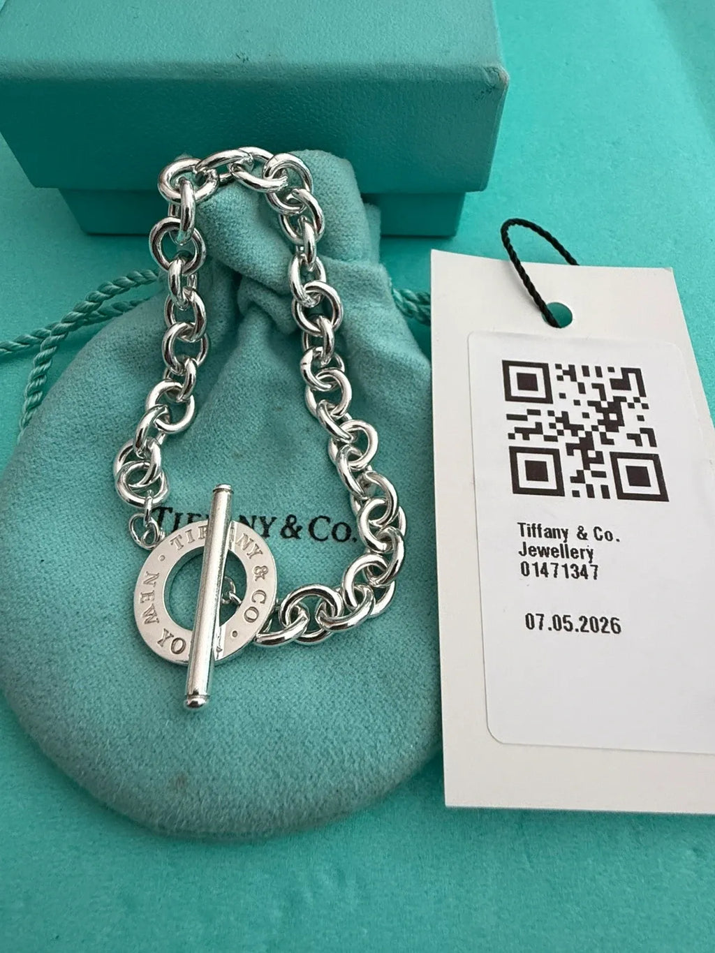 Tiffany & Co. Sterling Silver 925 Toggle Charm Bracelet 7.0