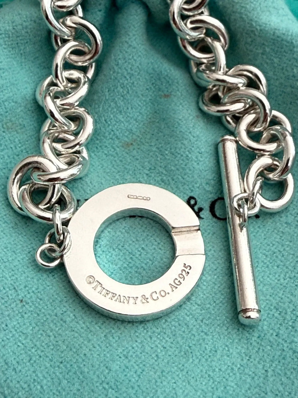 Tiffany & Co. Sterling Silver 925 Toggle Charm Bracelet 7.0