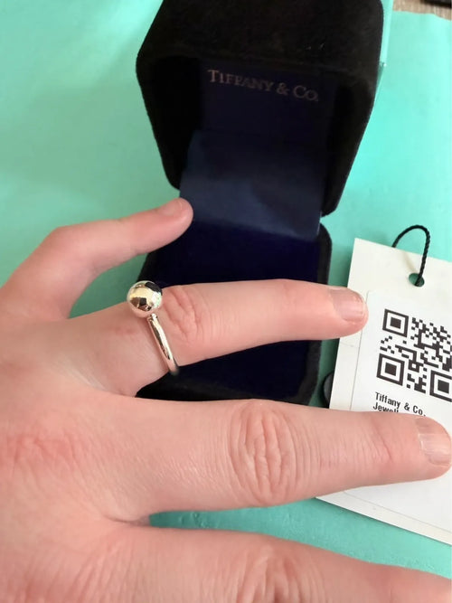 Tiffany & Co Sterling Silver 8mm Hardwear Ball Ring Size M