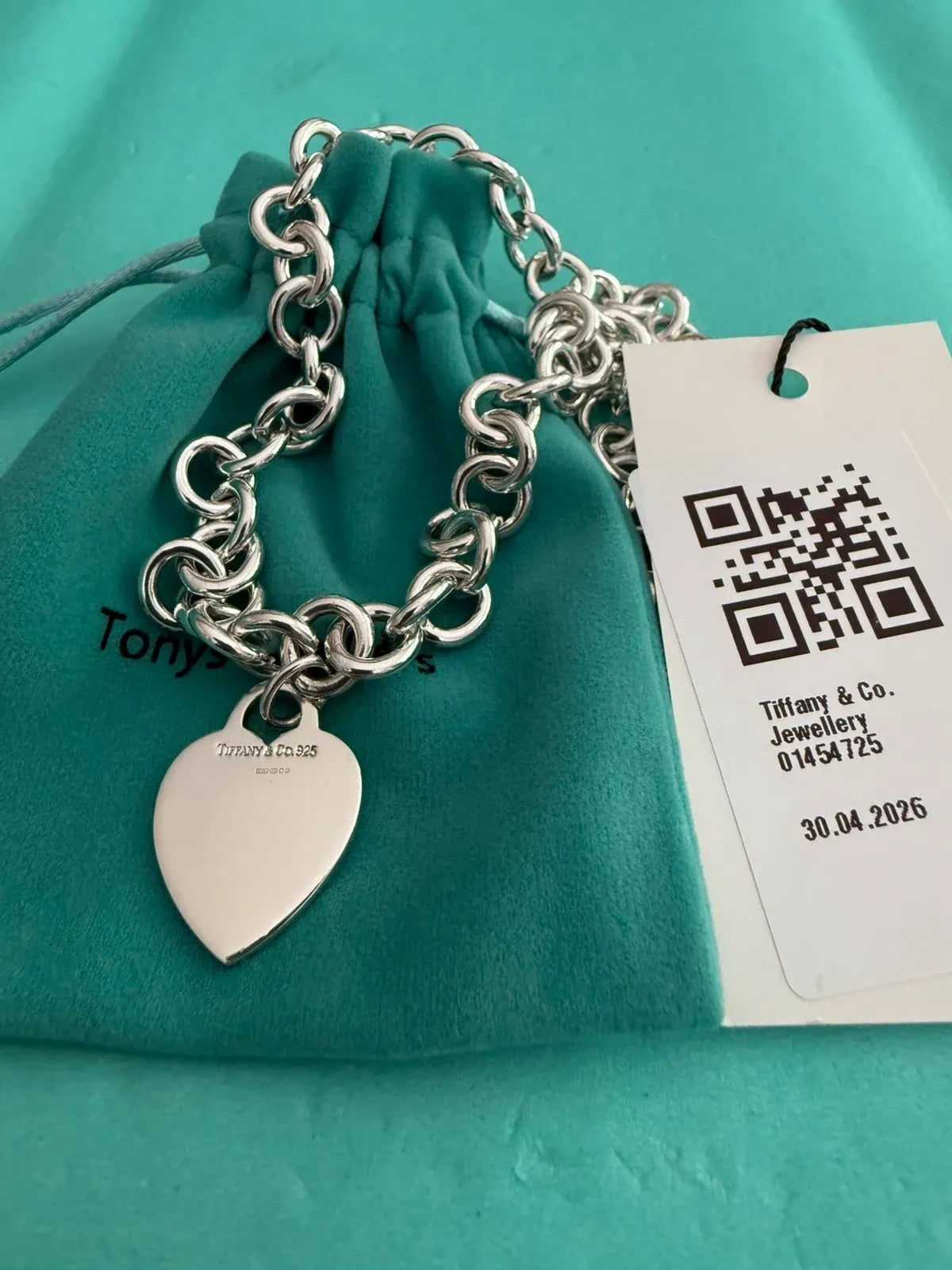 Tiffany & Co. Sterling Silver Heart Tag Choker Necklace – 16