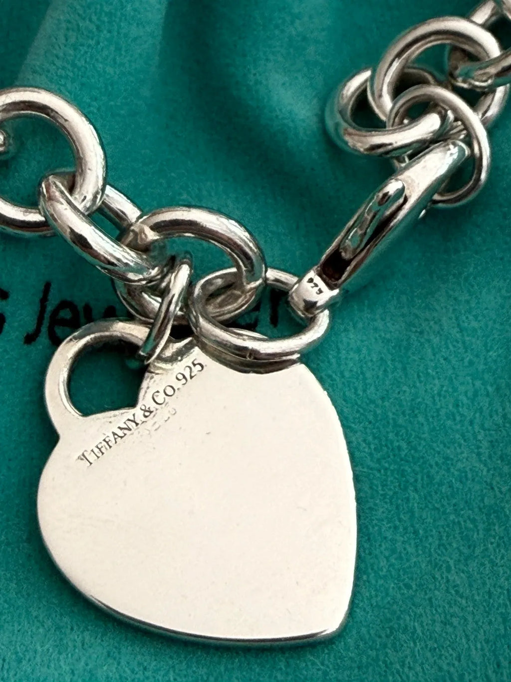 Tiffany & Co. Sterling Silver Heart Tag Charm Bracelet – 7.5