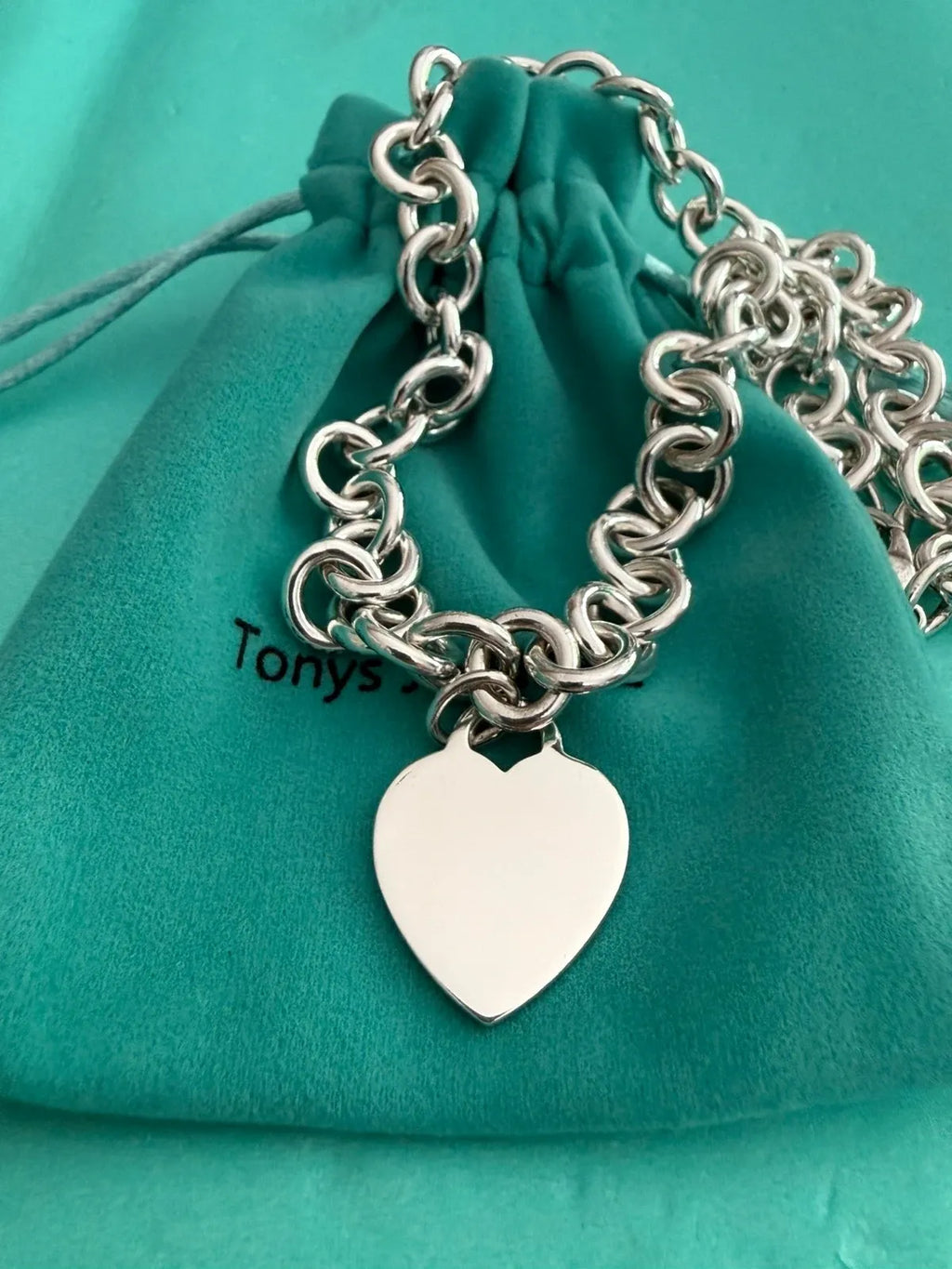 Tiffany & Co. Sterling Silver Heart Tag Choker Necklace – 16
