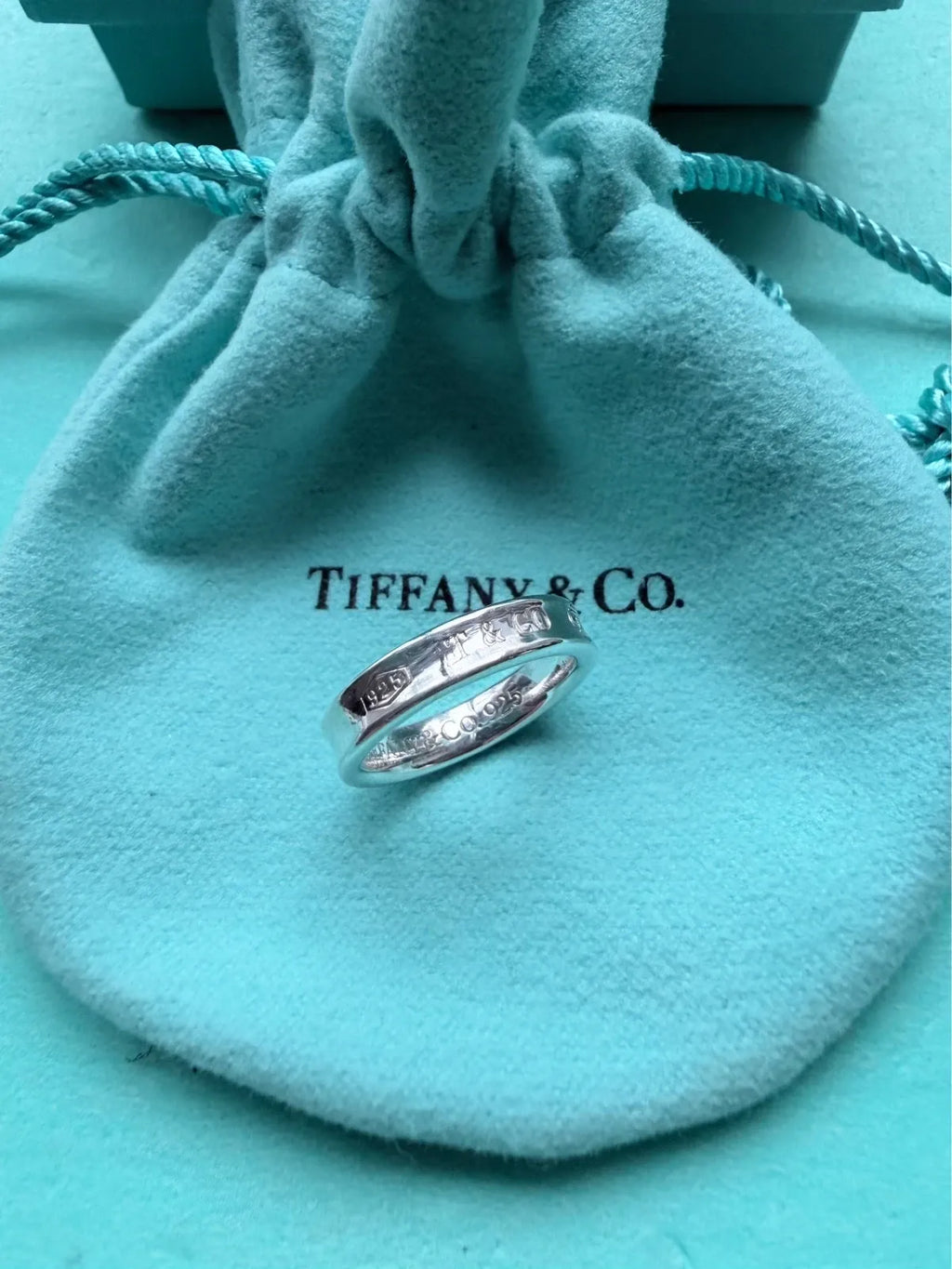 Tiffany & Co Sterling Silver 1837 4mm wide Narrow Band Ring Size H