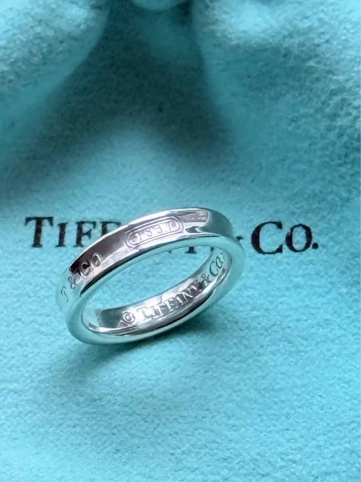 Tiffany & Co Sterling Silver 1837 4mm wide Narrow Band Ring Size H