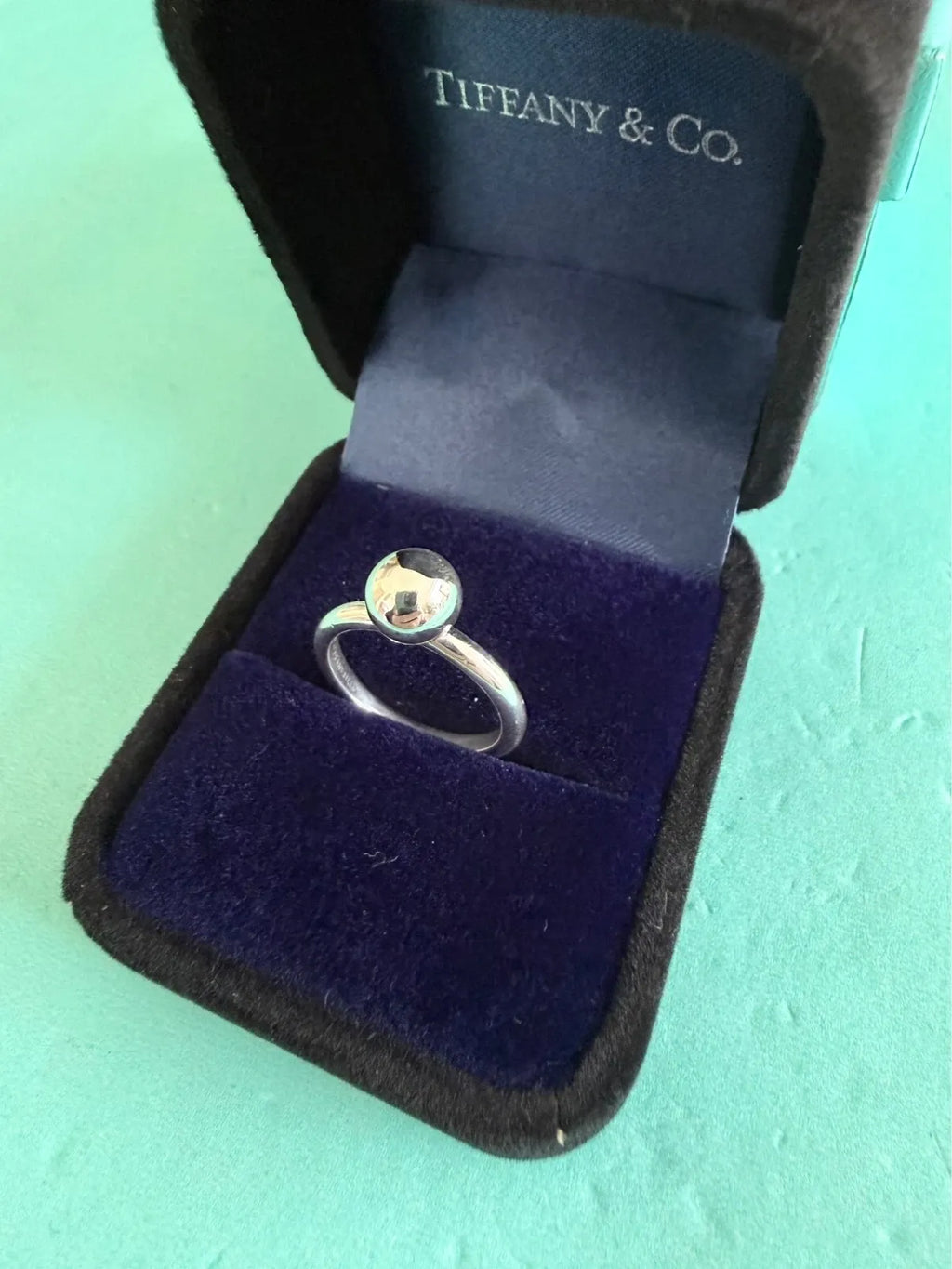 Tiffany & Co Sterling Silver 8mm Hardwear Ball Ring Size M