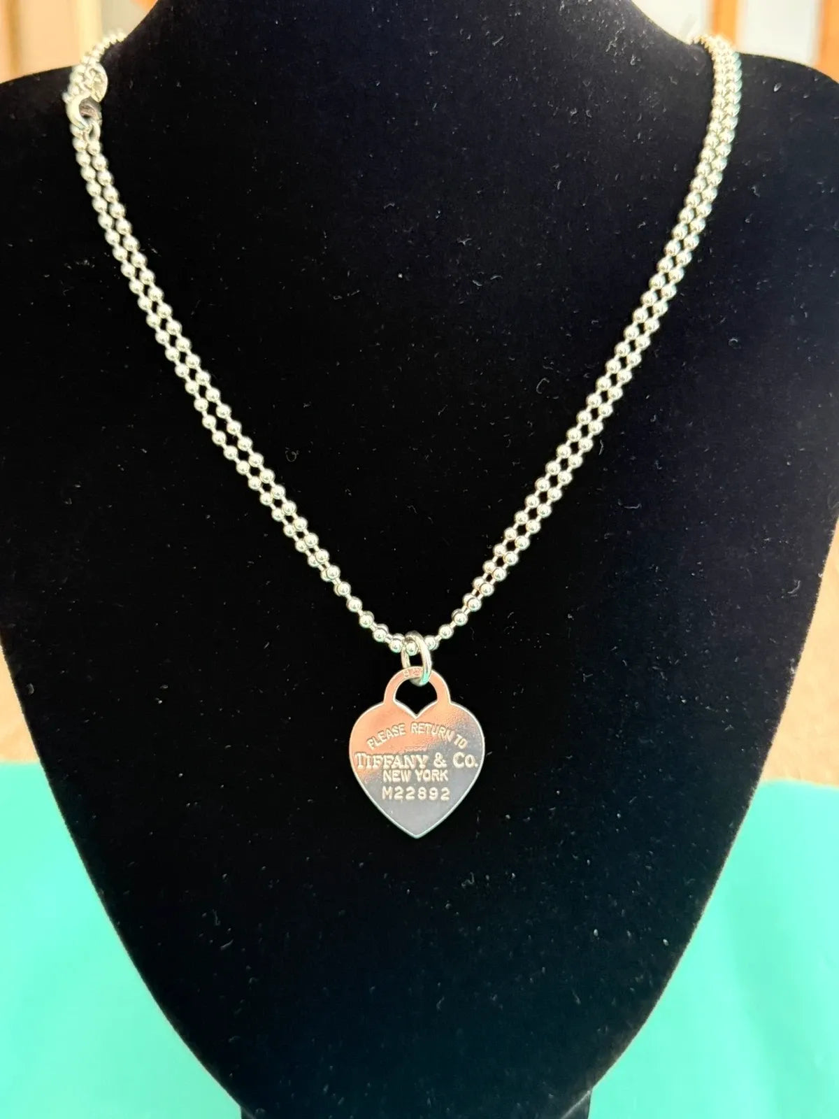 Tiffany & Co. Please Return To Tiffany Heart Tag Beaded Necklace 34 (Heart Tag beaded necklace by Tonys Jewellers)