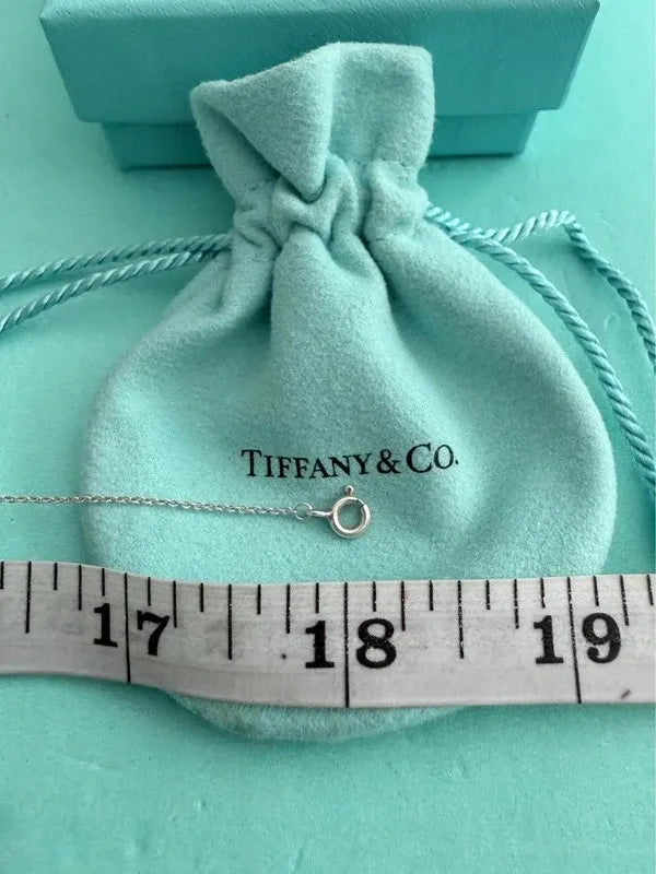 Tiffany & Co. Please Return To Tiffany Blue Enamel Heart Tag Pendant Necklace 18