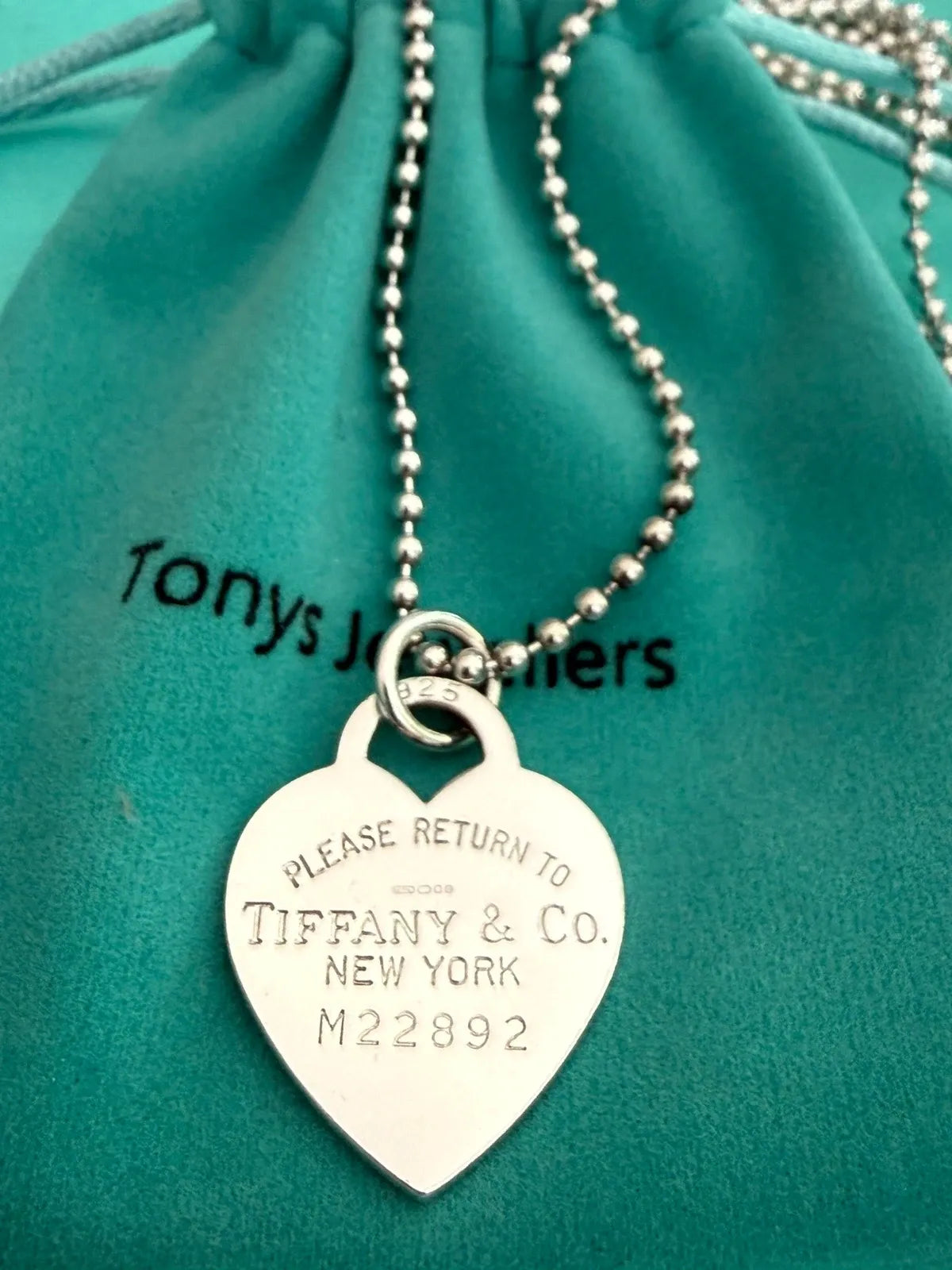 Tiffany & Co. Please Return To Tiffany Heart Tag Beaded Necklace 34 (Heart Tag beaded necklace by Tonys Jewellers)