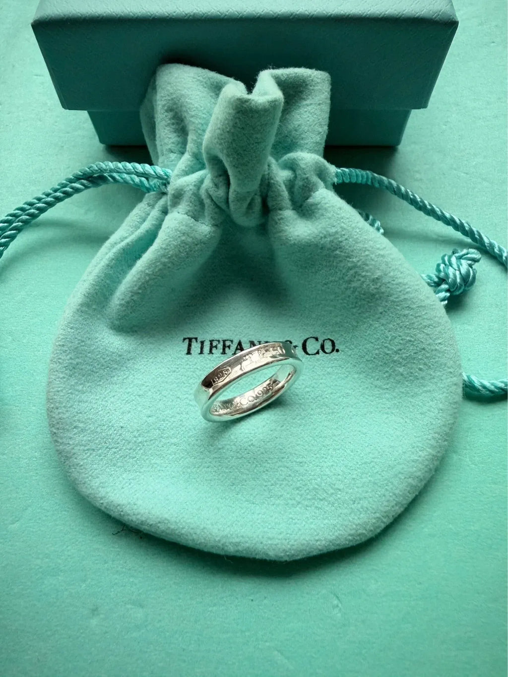 Tiffany & Co Sterling Silver 1837 4mm wide Narrow Band Ring Size H