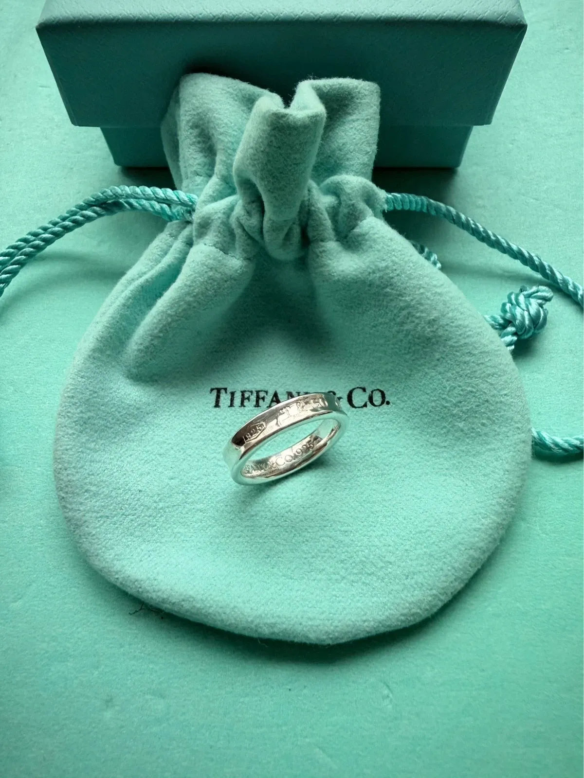 Tiffany & Co Sterling Silver 1837 4mm wide Narrow Band Ring Size H