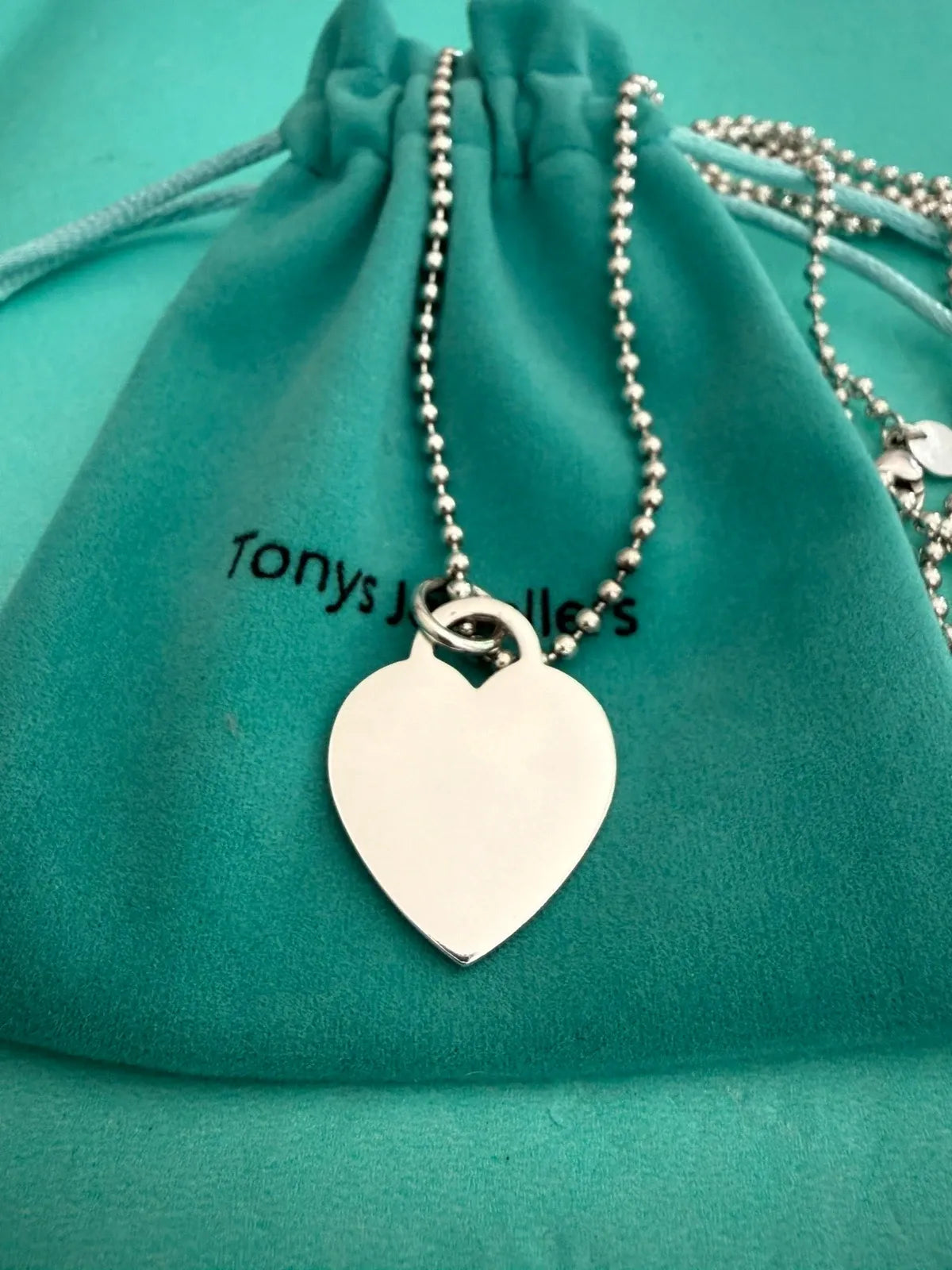 Tiffany & Co. Please Return To Tiffany Heart Tag Beaded Necklace 34 (Heart Tag beaded necklace by Tonys Jewellers)